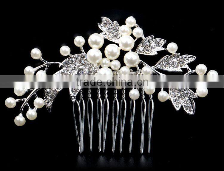 Fashion Wedding Bridal Bride Rhinestone Pearl Hair Comb Accessories Jewelry Head Piece Hair Pins 2016