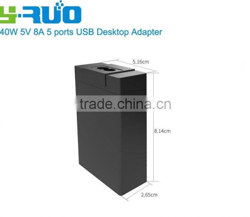 (40w 5-Port USB Charging Station) Multi-Port USB Charger Desktop Hub for iPhone 6s / 6 / 6 Plus, iPad Air 2 / mini 3, Galaxy S6