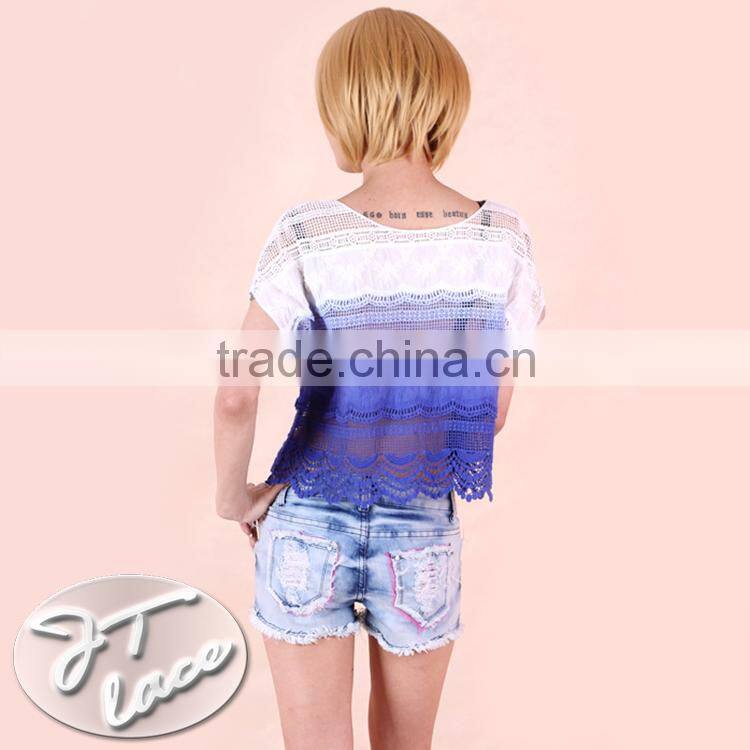 Women Lace T-Shirt HOT Garment Fashion Dress New Drawing Design Clothes Allover Cotton Embroidery