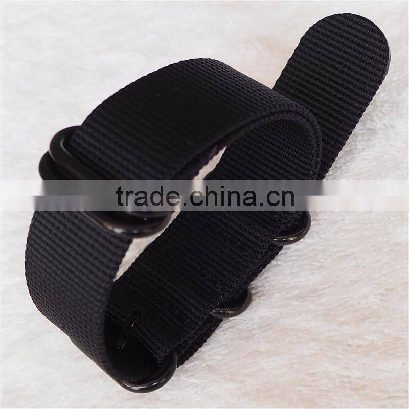 18 20 22 24mm 5 Rings PVD Black Zulu Watch Band