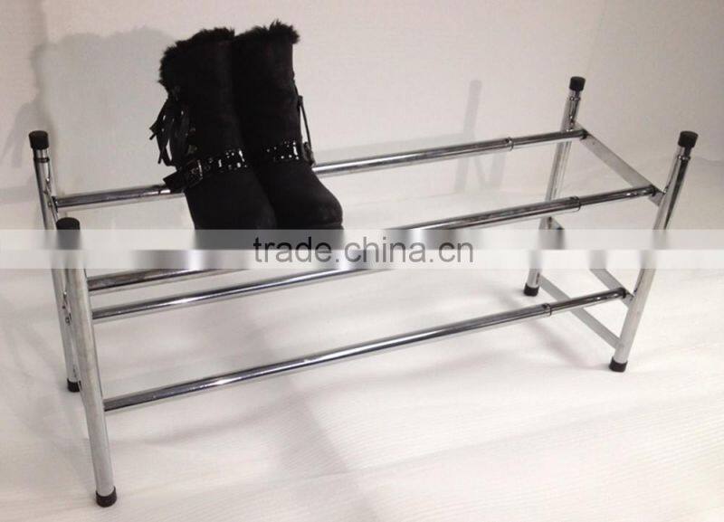 Stackable extension chromed plated iron shoe rack tower