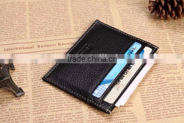 wholesale top grain leather business id card holder