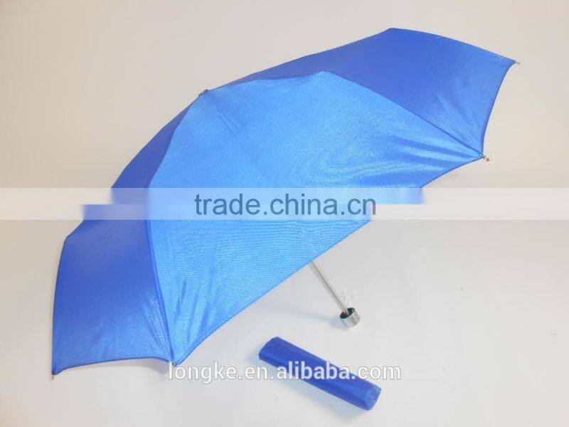 regular blank fold umbrella 3 folding light blue umbrella