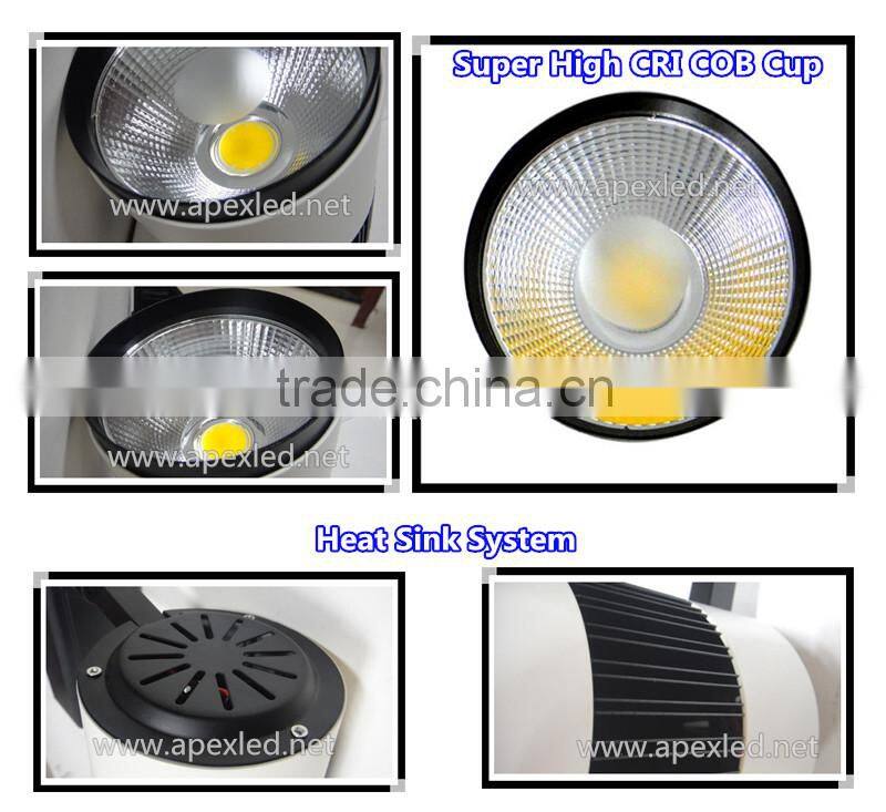 Display Lighting COB Track Light in an art gallery angle adjustable