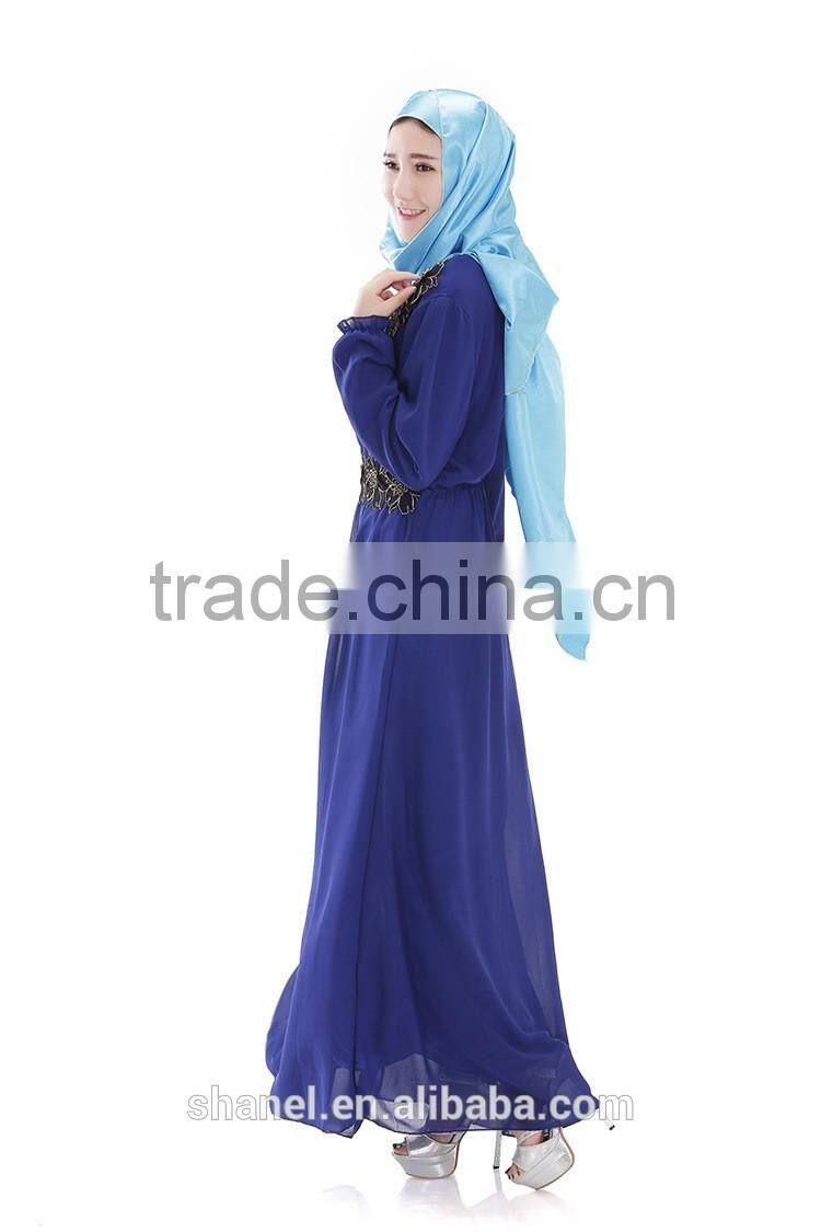 high quality chiffon muslim abaya dress appliqued islamic women clothing