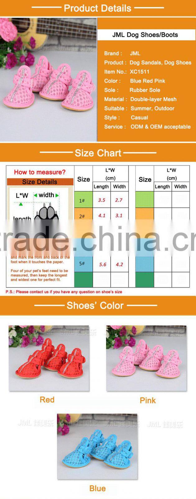 Pink Dog Boots Breathable Sandals Pet Puppy Anti-Slip Shoes