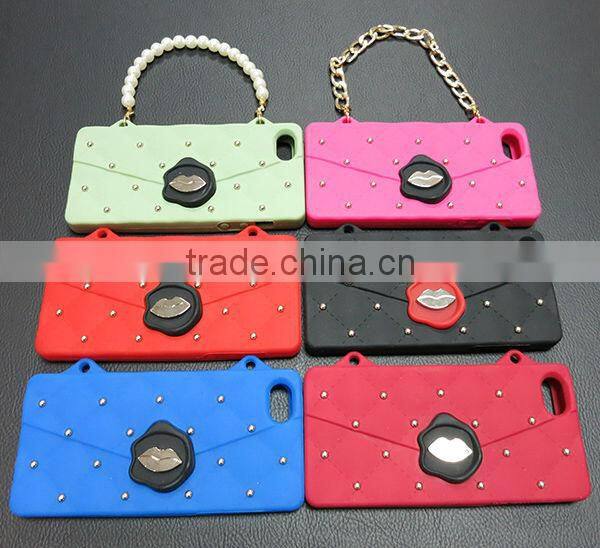 Silicone Handbag Studded Case for iPhone 4