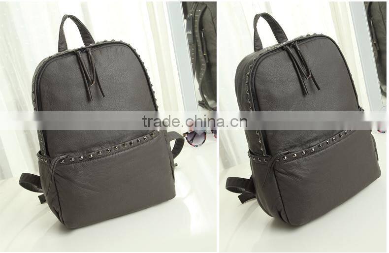 2016 Most popular wicker zipper waterproof backpack and Rivets shoulder bag