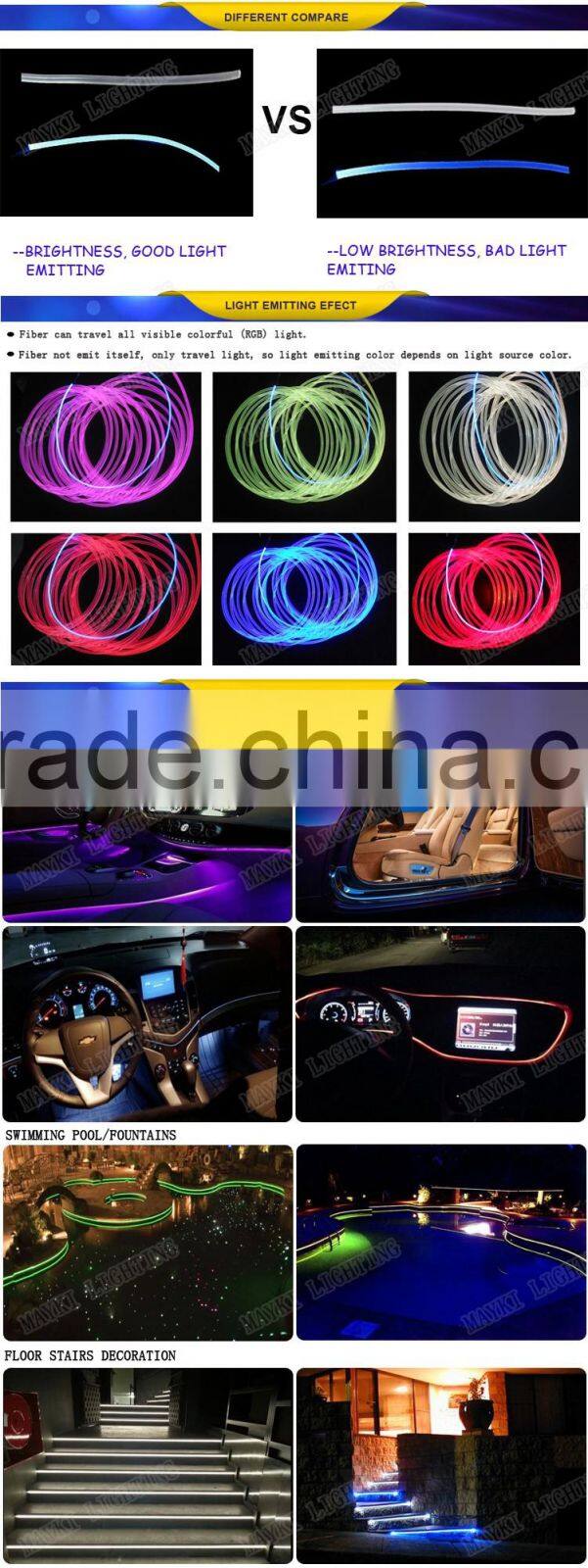 UV jacket 2.0mm inner diameter colorful soild core side glow pool fiber optic