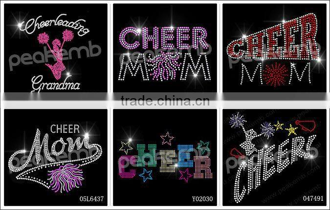 Beautiful Iron On Rhinestone Cheer Mom Design For T-shirt