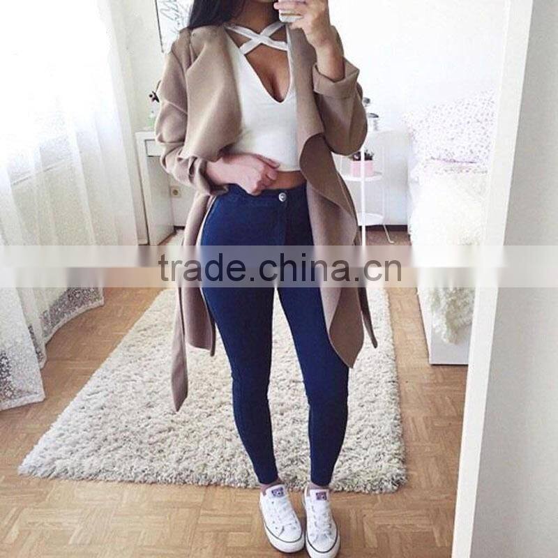 Bonvatt Sleeveless cross-three-color v-neck women's T-shirt