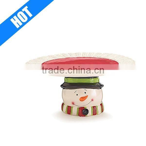 Custom Festive Holiday Dining Christmas Snowman Cake Plate