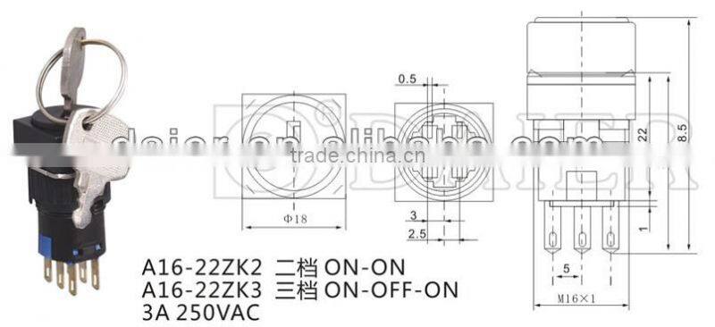 A16-22ZK2 16MM ON-ON Key switch