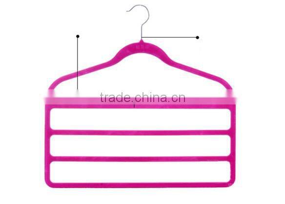 Wholesale products china 4 pack non slip 4 step hanger velvet flocked clothes trouser hanging hangers slim