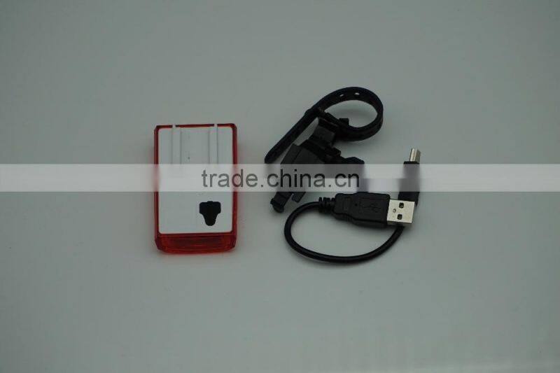 Micro USB rechargeable of bicycle tail light,300 degree view angle,3 super bright red LED