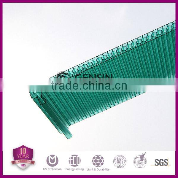 Honeycomb U-lock Polycaronate Hollow Sheet Solar control Roofing system