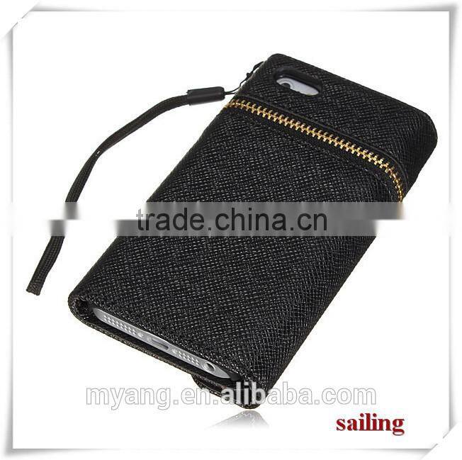 Wholesale Luxury Zippered Leather Wallet Flip Case For Apple iphone 6 With Corsair, eather Wallet Flip Case For iphone 6