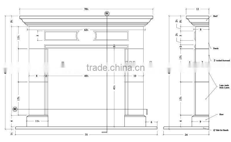 Outdoor freestanding white fireplace mantel