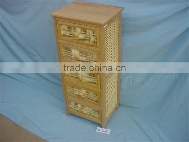 Wooden Storage Cabinet With Rattan/Wicker Drawer