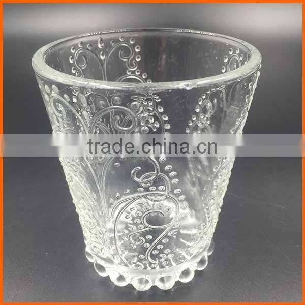 Hot sales wholesale carved glass candle cup