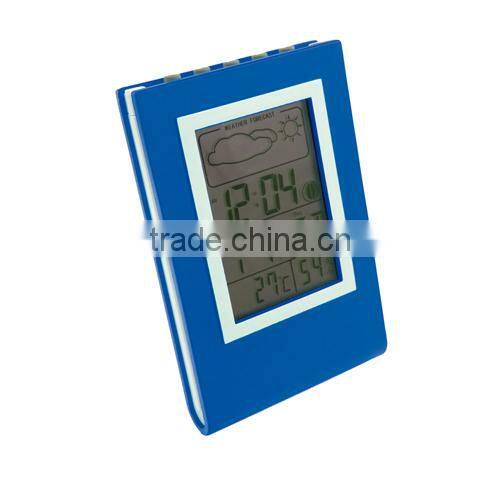 New arrival photo frame shaped desk clock with weather station and temperature for gift