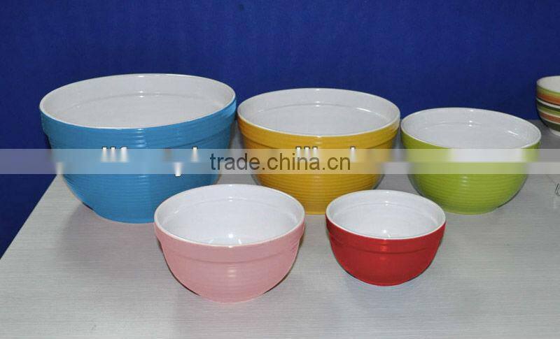 3pcs set Mixing bowl with solid color, Embossed design