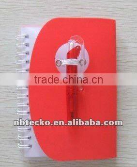 Plastic cover spiral note book with ball pen for school and office