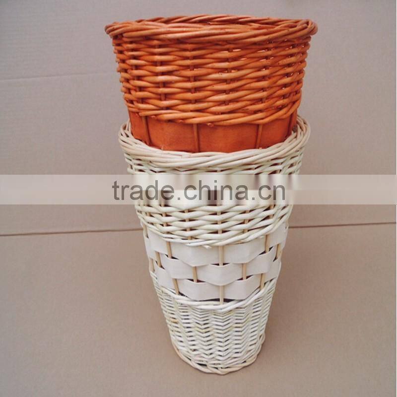 ROUND WILLOW WOVEN WICKER WASTE BASKET
