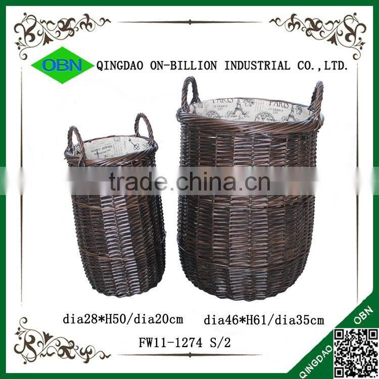 Round wholesale high quantity wicker antique unique laundry basket