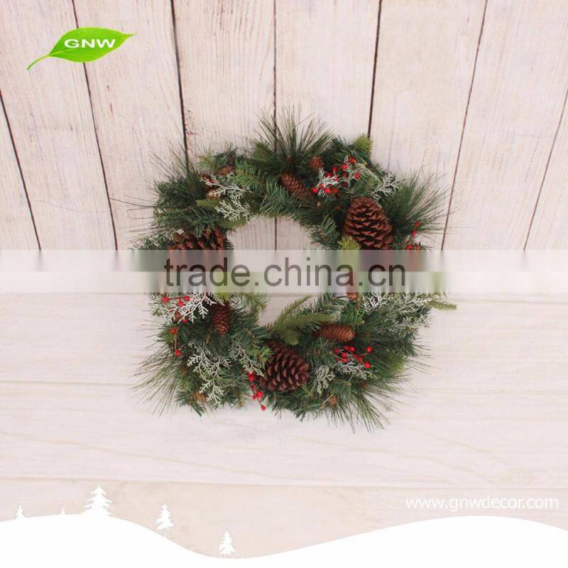 GNW CHWR-1605012 Customized Promotional Wholesale Christmas decoration green Christmas wreath