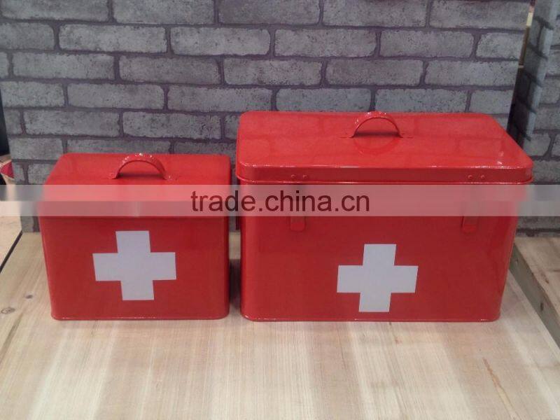 Multifunctional rectangle metal medicine storage box portable first aid cabinet