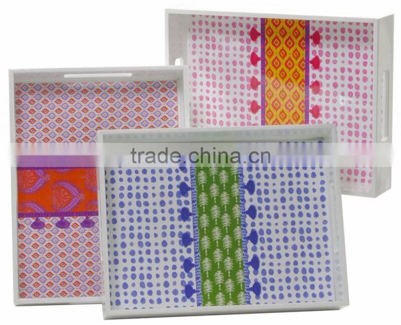 Rectangular lacquer tray with many patterns, made in Vietnam