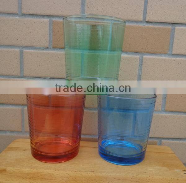 400ml machine pressed glass cup with spray color