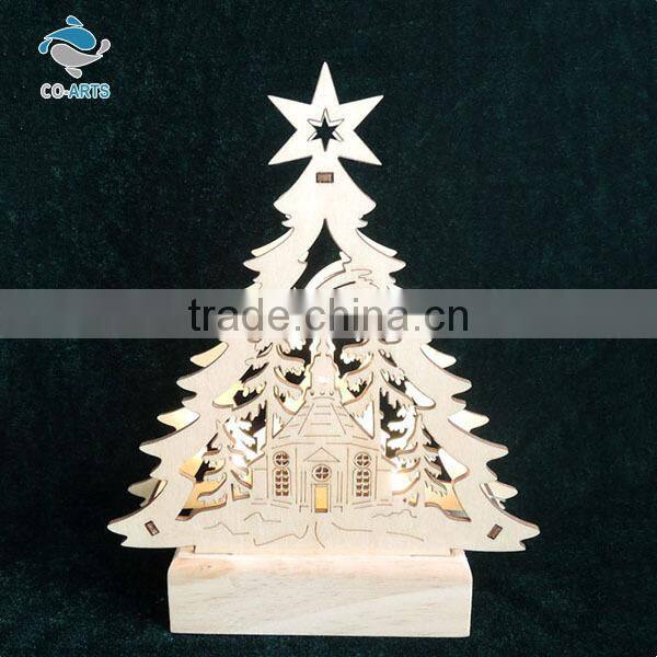 Hot selling Christmas decoration wooden lighting handicrafts
