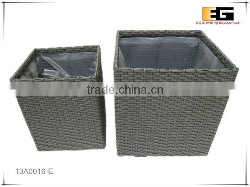 PE/Plastic rattan cube square with liner outdoor flower planter