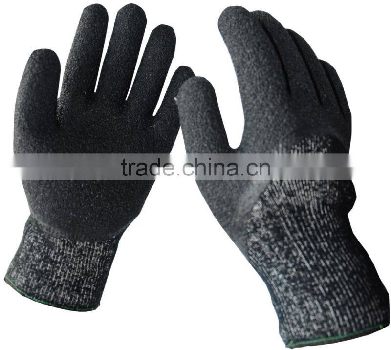 HPPE and Acrylic crinkle latex cutting gloves winter