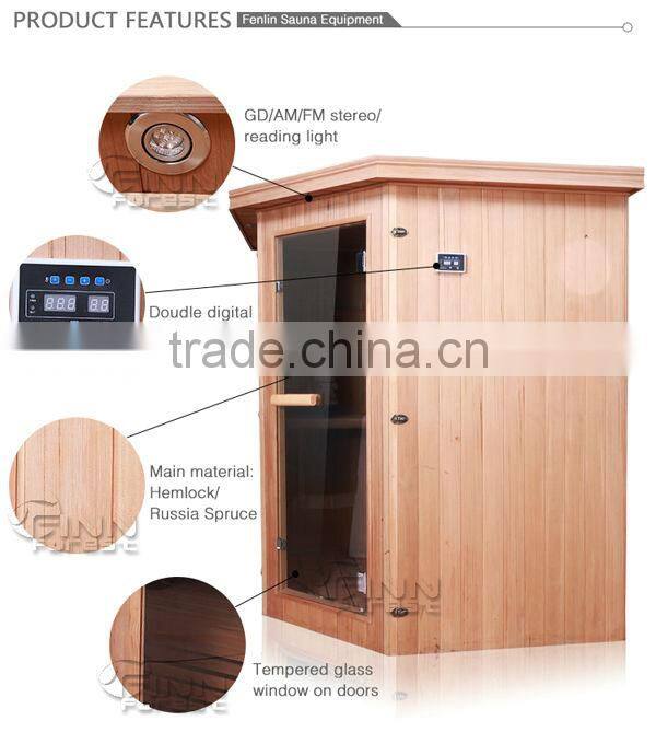 Outdoor 2-3 person use wooden sauna room home sauna