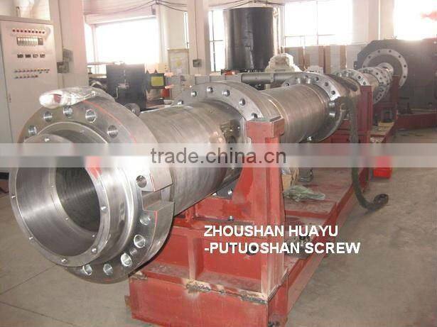 Large single barrel and barrel for extruder machines, several part of cylinder