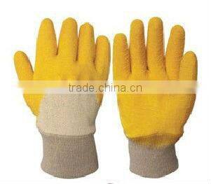 CR Latex coated gloves,jersey line,knitted wrist,open back
