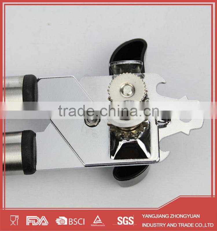 Metal head can opener and bottle opener with stainless steel handle