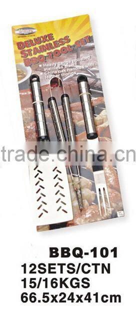 3pcs Hollow Handle Barbecue Tools Set With Tied Card Package Factory in Yangjiang