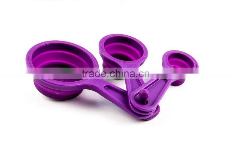16094 SILICONE MEASURING CUPS SET CUP SPOON KITCHEN TOOL COLLAPSIBLE BAKING COOK