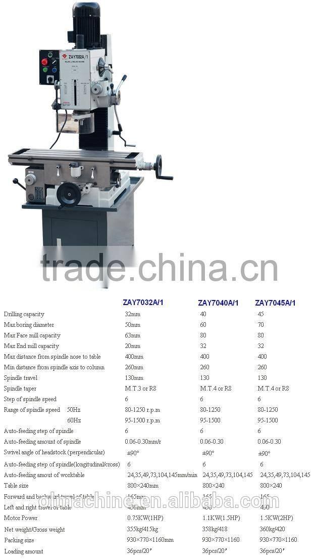 Drilling and Milling machine ZAY sery, with dia 20 25 32 40 45 50mm