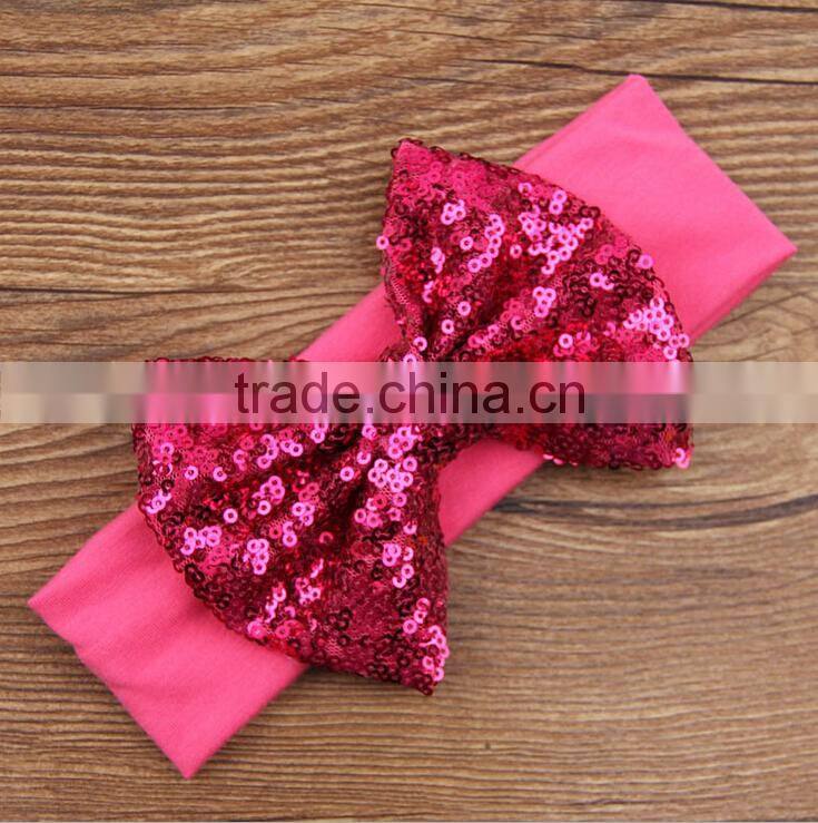 Sequin Bow Stripe Cotton knot headband baby headband wholesale