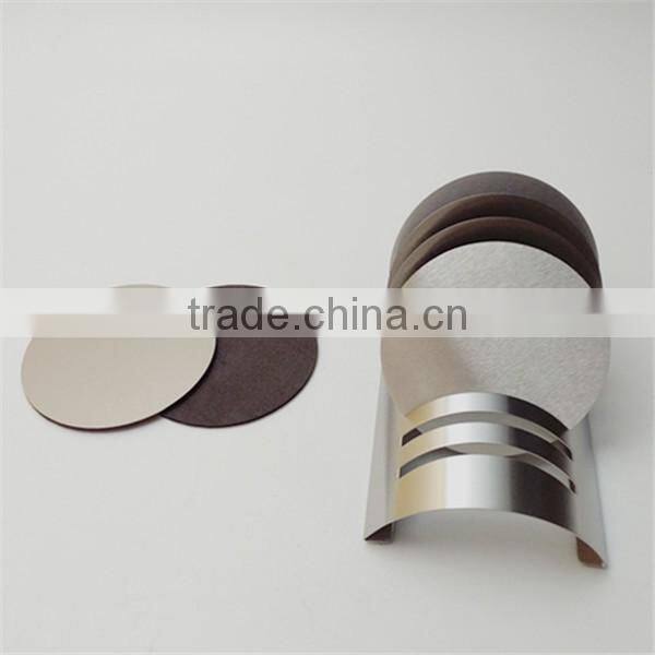 Custom Round Shaped Stainless Steel Cup Coaster Sets with Decorative Rack