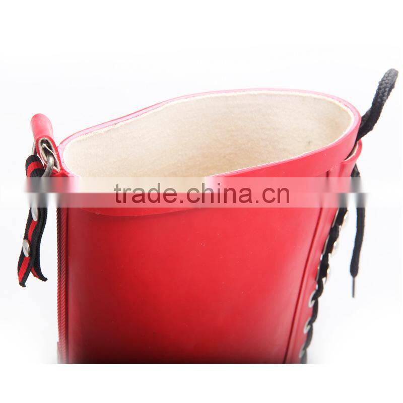 2015 fashion lace-up rubber rain boots