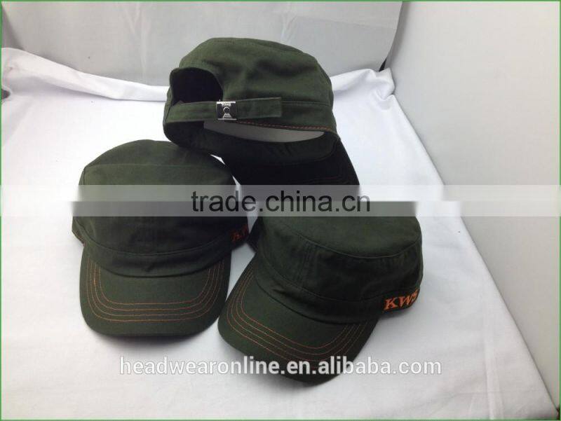 Customize fashion army green Military Caps and flat caps with Dongguan Factory