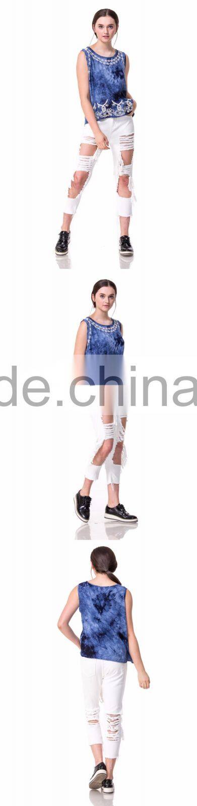 Domin fashion latest embroidery ladies tank tops