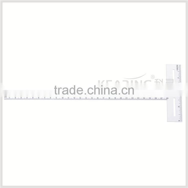 Kearing High Quality Transparent Sandwich Line T Sharped Draft Ruler 1.2mm Thick Plastic Rulers#T1204