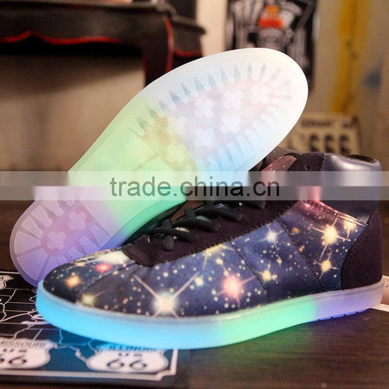 HFR-JS08 2015 super fashion latest LED glittering canvas shoe